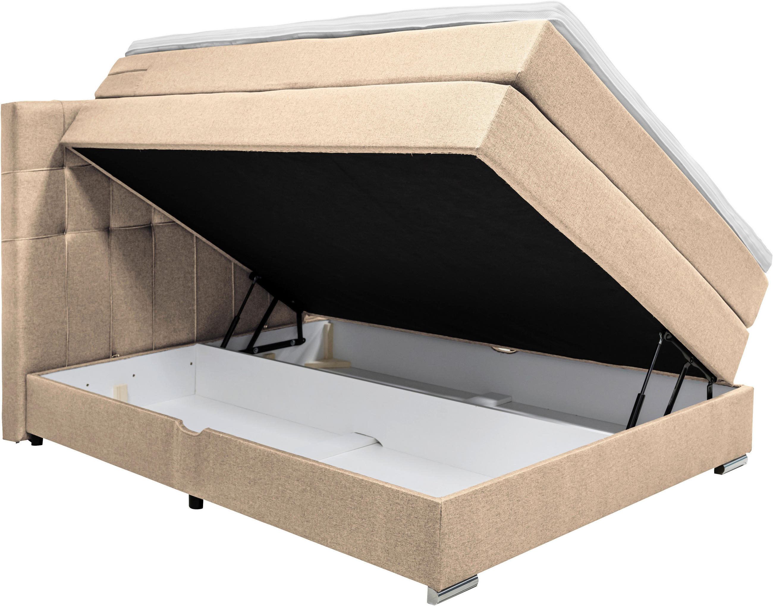 POSTELJA BOXSPRING 140 cm   x 200 cm  , tekstil bež  - barve aluminija/bež, Konvencionalno, umetna masa/tekstil (140/200cm) - Carryhome