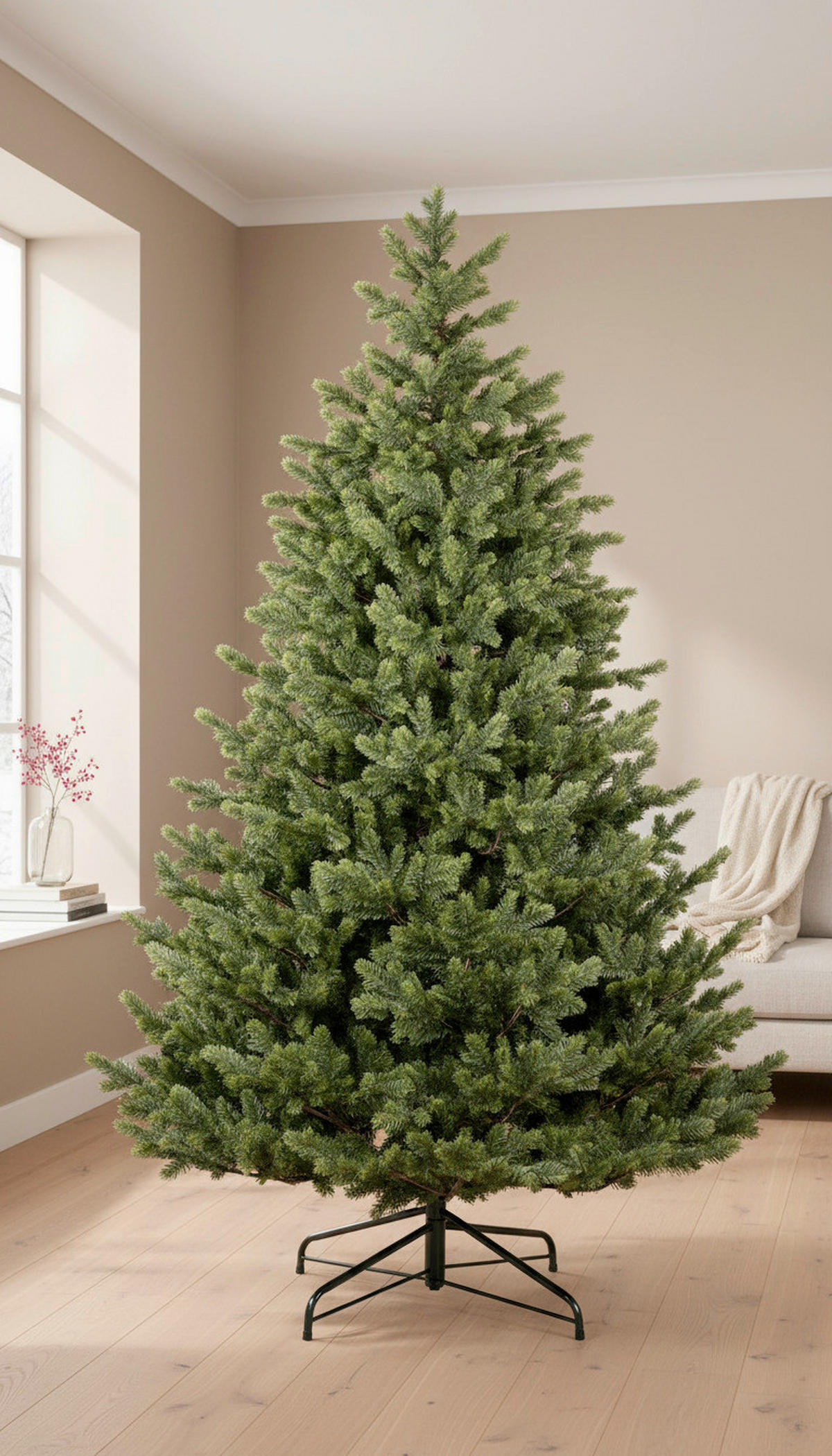 WEIHNACHTSBAUM 210 cm  - Dunkelgrün, Basics, Kunststoff/Metall (142/210cm)