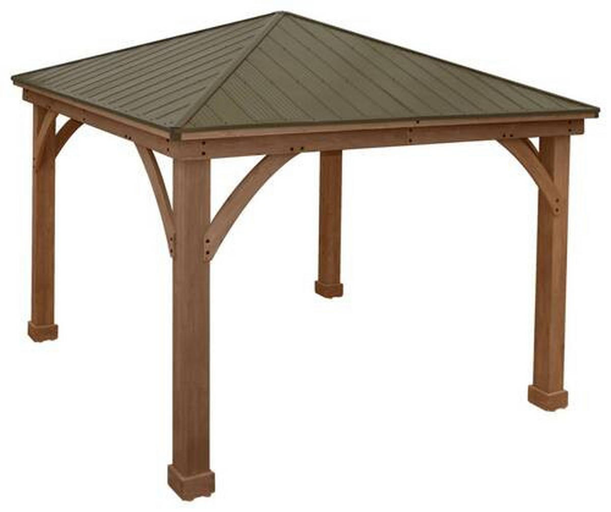 PAVILLON 366/320/366 cm  - Bronzefarben/Mokka, Basics, Holz/Metall (366/320/366cm) - Ambia Garden