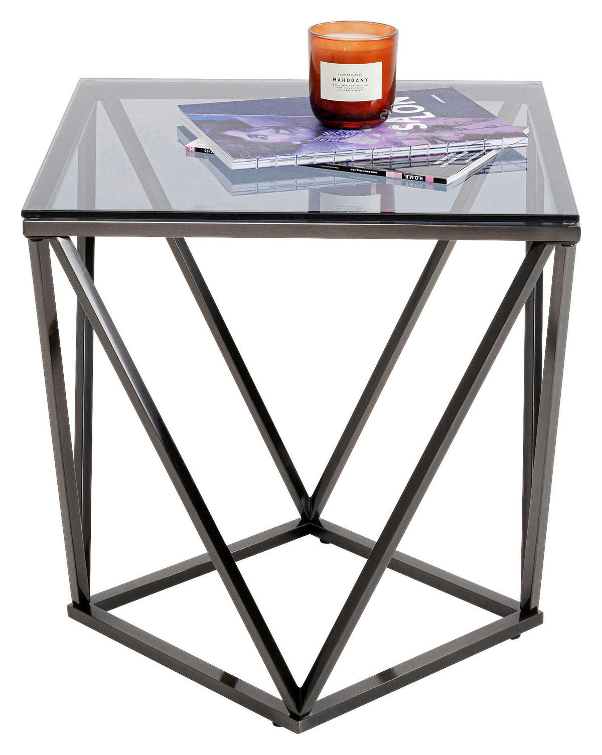 BEISTELLTISCH 50/50/55 cm Schwarz  - Schwarz, Basics, Glas/Metall (50/50/55cm) - Kare-Design