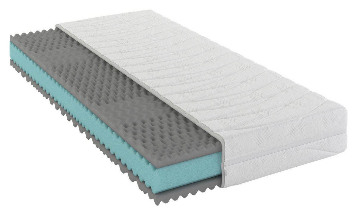 KALTSCHAUMMATRATZE 160/200 cm Höhe ca. 21 cm 7 -Zonen - Weiß, Basics, Textil (160/200cm) - Boxxx