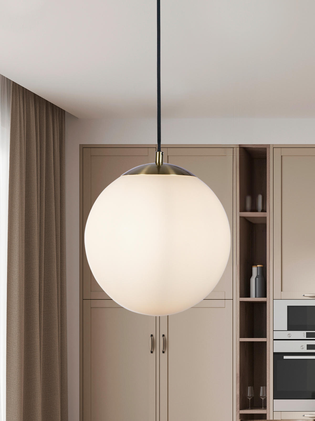 HÄNGELEUCHTE Atom 33/120 cm   - Messingfarben, KONVENTIONELL, Glas/Metall (33/120cm) - Searchlight