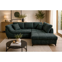 ECKSOFA LIVANO Grün Chenille Liegefläche im Originalstoff  - Schwarz/Grün, Design, Textil/Metall (250/190cm) - P & B