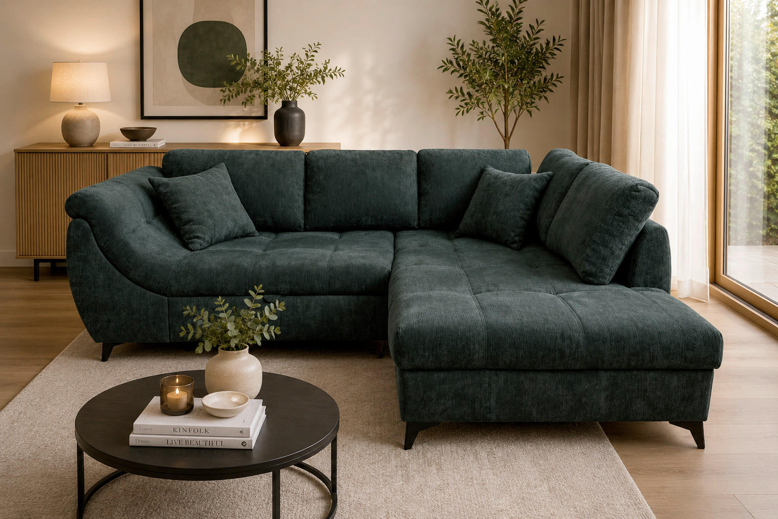 P & B ROHOVÁ SEDAČKA, textil, zelená