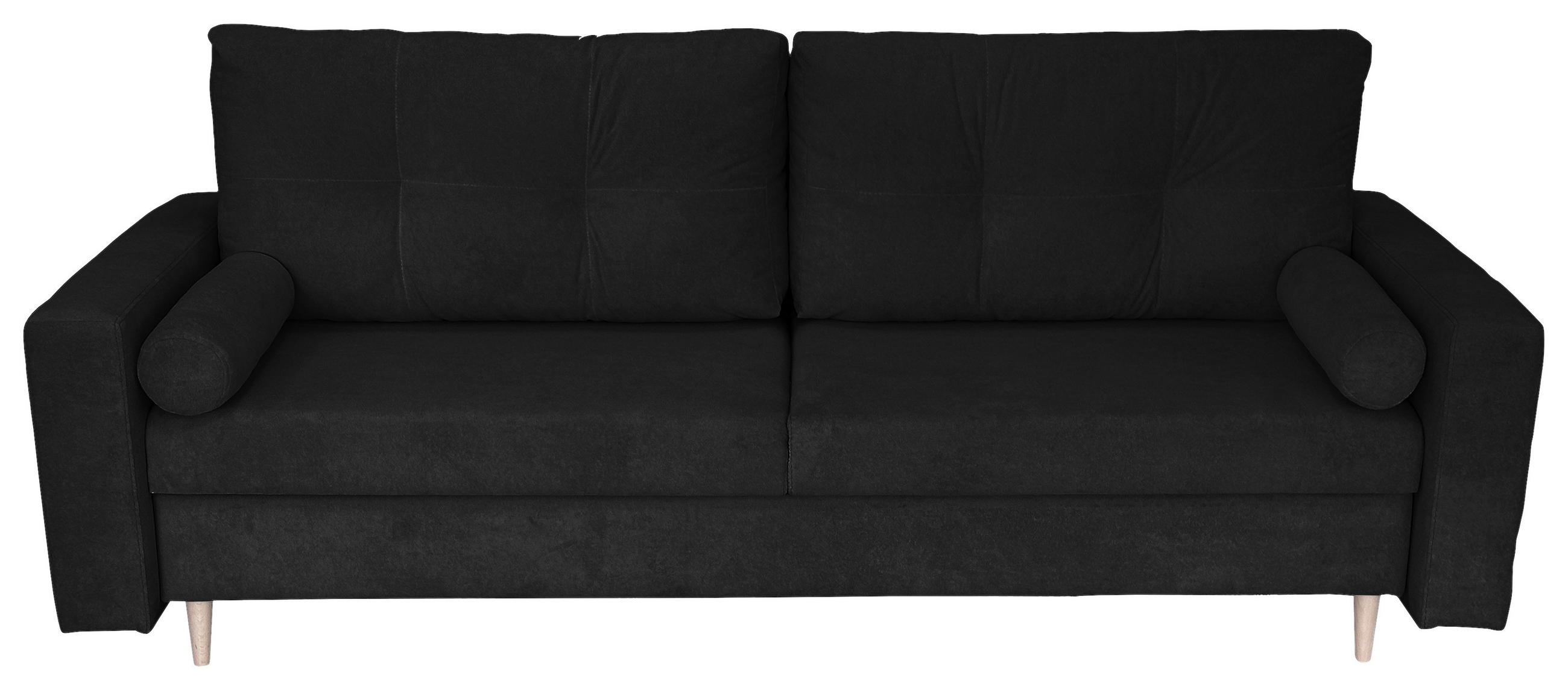 SCHLAFSOFA Cord Schwarz  - Schwarz/Naturfarben, Design, Holz/Kunststoff (220/96/98cm) - MID.YOU