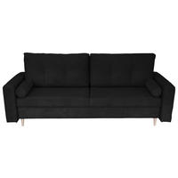 SCHLAFSOFA  mit Liegefunktion Cord Schwarz  - Schwarz/Naturfarben, Design, Holz/Kunststoff (220/96/98cm) - MID.YOU