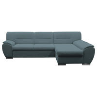 KOTNA SEDEŽNA GARNITURA, gladka tkanina modra  - srebrne barve/modra, Design, umetna masa/tekstil (281/167cm) - MID.YOU