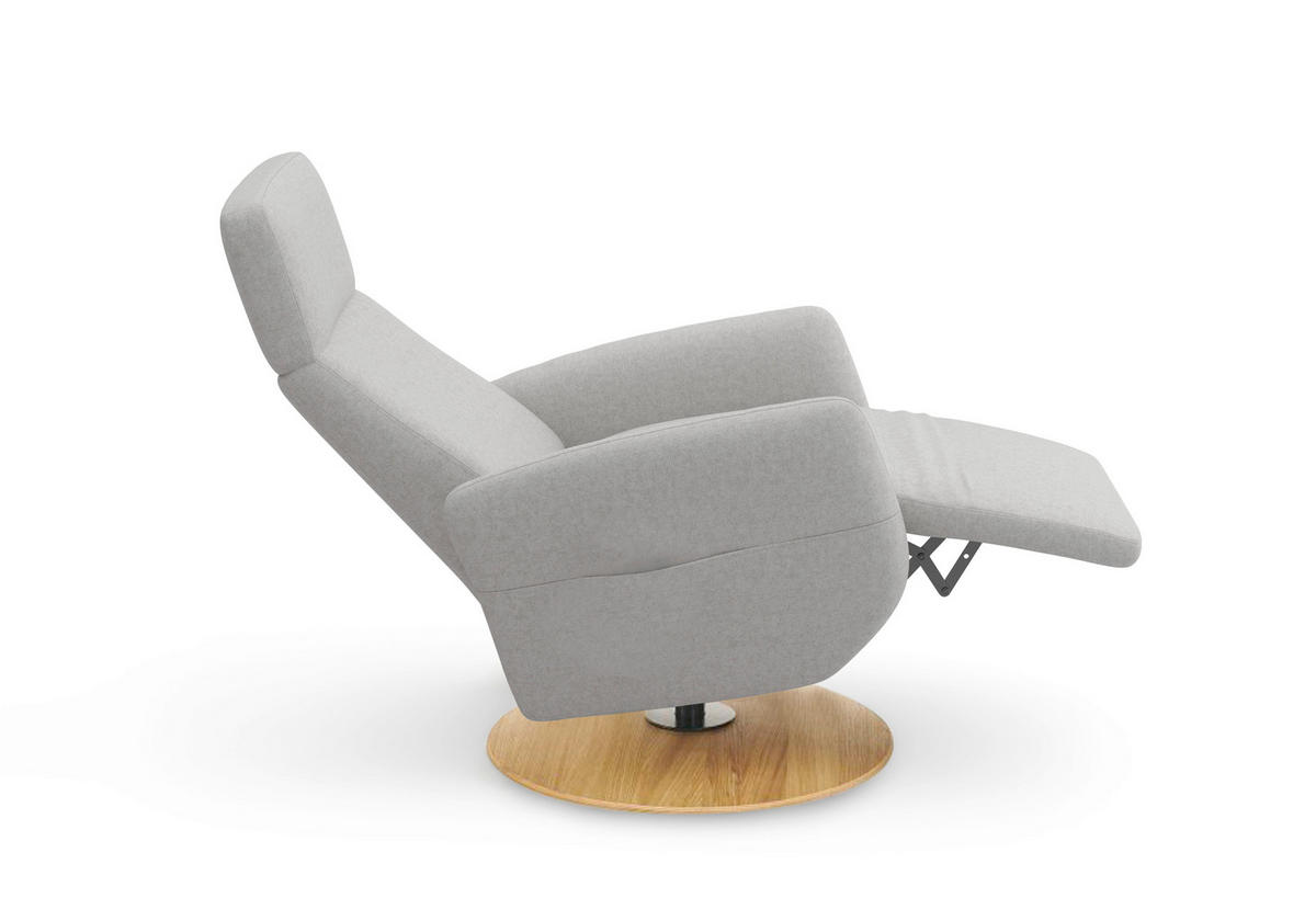 RELAXSESSEL in Textil Hellgrau  - Eichefarben/Hellgrau, KONVENTIONELL, Holz/Textil (71/110/82cm) - Sit & More