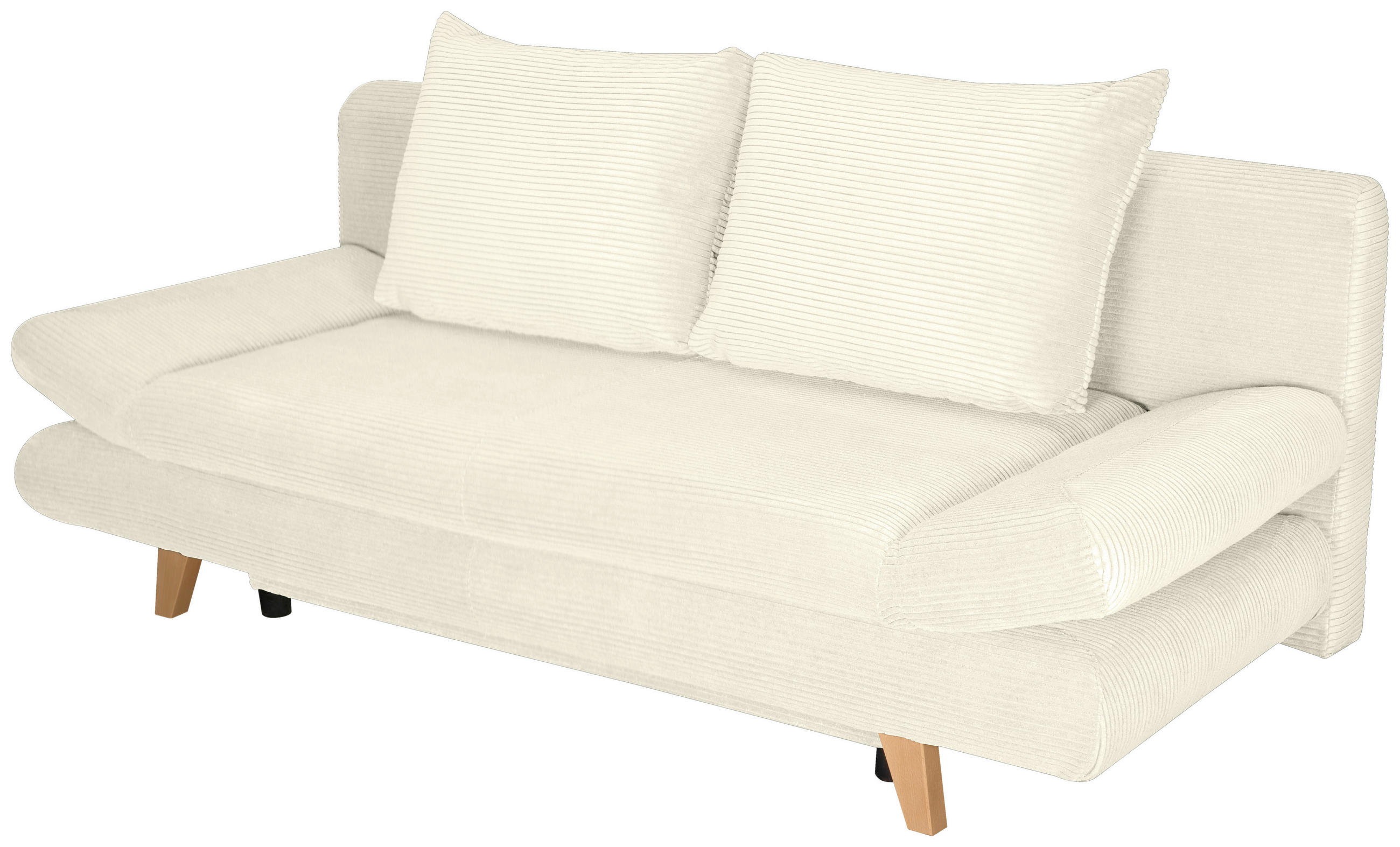 SCHLAFSOFA Cord Creme  - Buchefarben/Creme, KONVENTIONELL, Holz/Textil (200/75/85cm) - Carryhome