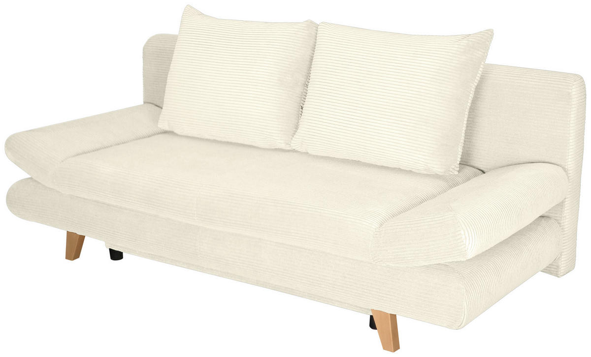 SCHLAFSOFA  mit Schlafen auf Sitzhöhe, haustierfreundlicher Bezug Cord Creme  - Buchefarben/Creme, KONVENTIONELL, Holz/Textil (200/75/85cm) - Carryhome
