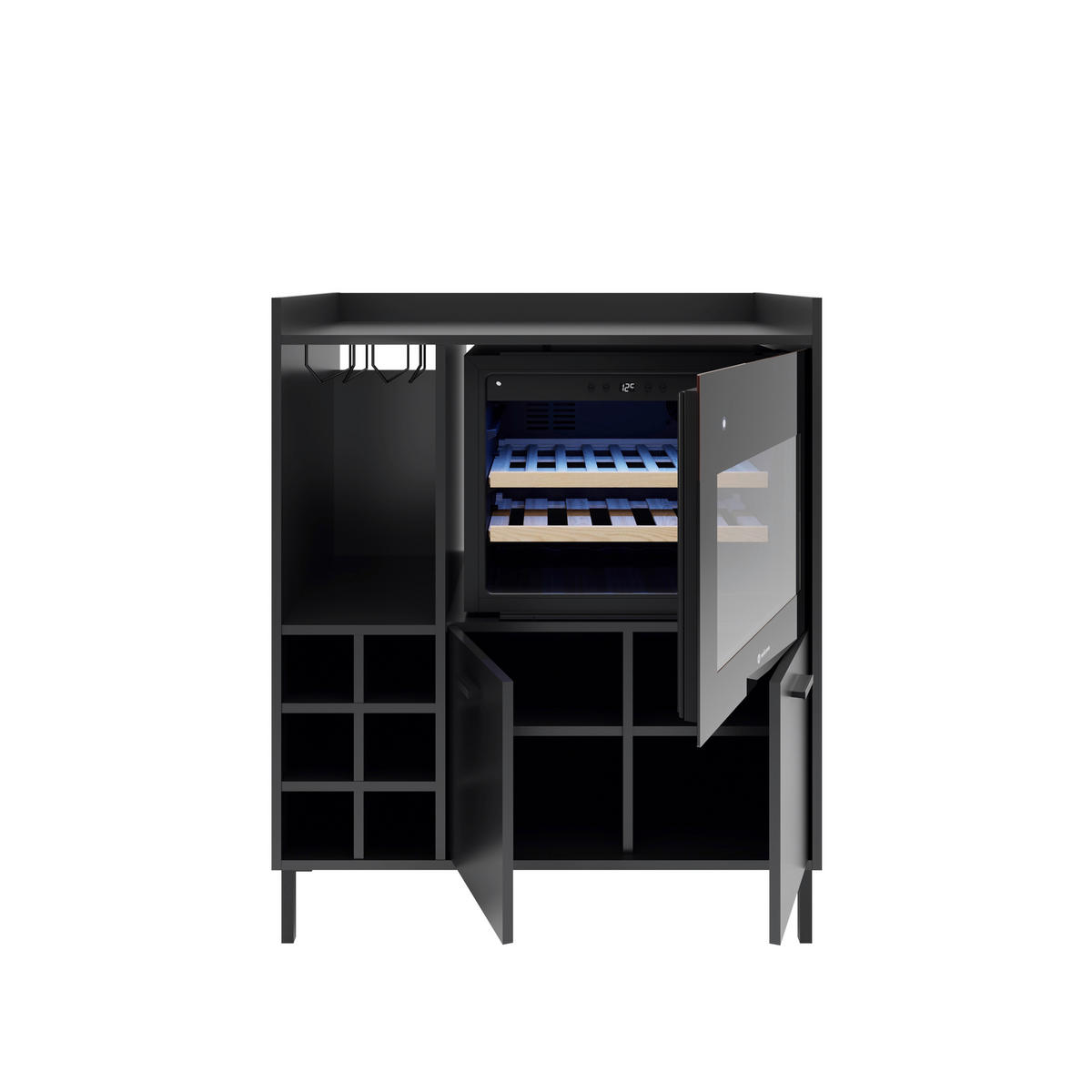 BARSCHRANK in Schwarz  - Schwarz, Trend, Holzwerkstoff/Metall (90/105/58cm) - MID.YOU
