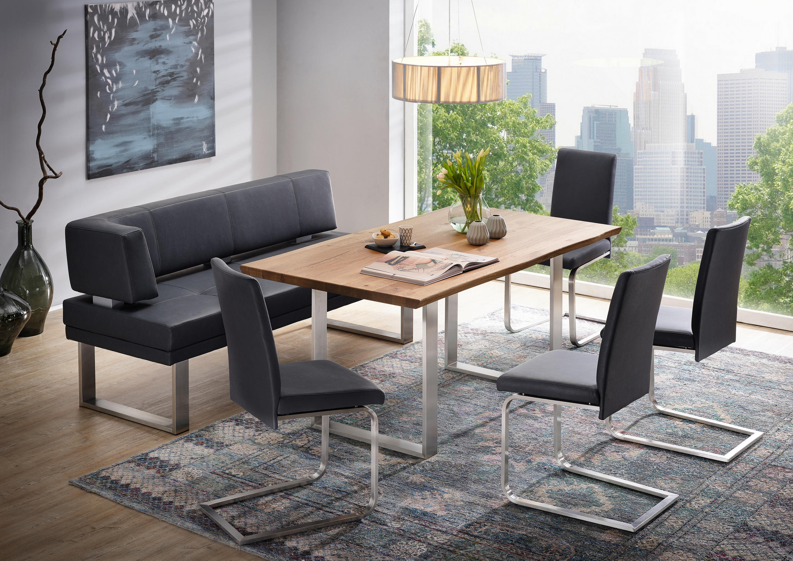 SCHWINGSTUHL  in Stahl Mikrofaser  - Chromfarben/Beige, Design, Textil/Metall (47/100/64cm) - Novel