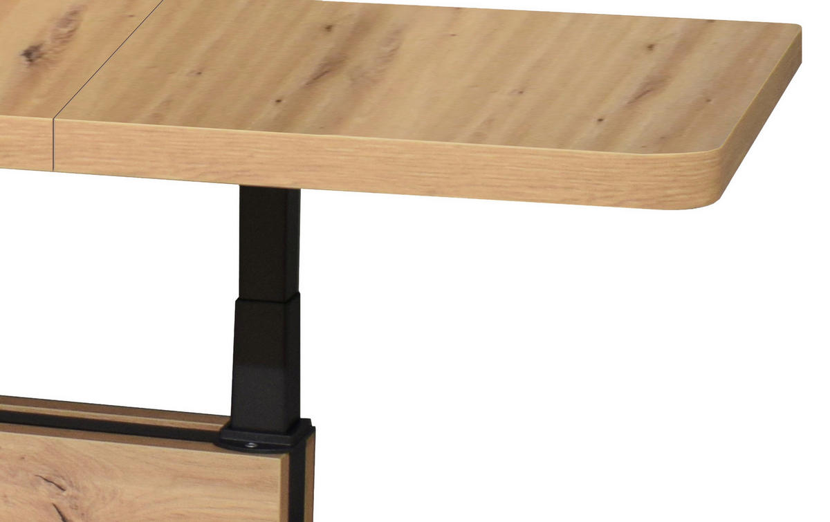 COUCHTISCH in Metall, Holzwerkstoff 120-160/70/56-75 cm  - Schwarz/Eiche Artisan, Design, Holzwerkstoff/Kunststoff (120-160/70/56-75cm) - Stylife