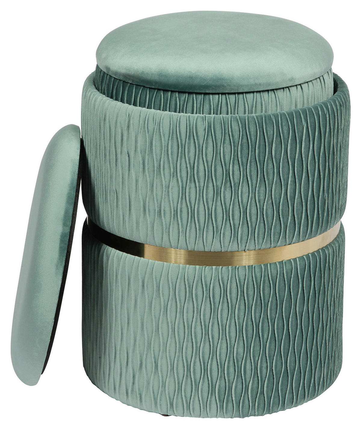 SADA TABURETŮ, 31,5x38/36x44 cm - mátově zelená/barvy zlata, Konvenční, kov/textil (31,5x38/36x44cm) - MID.YOU
