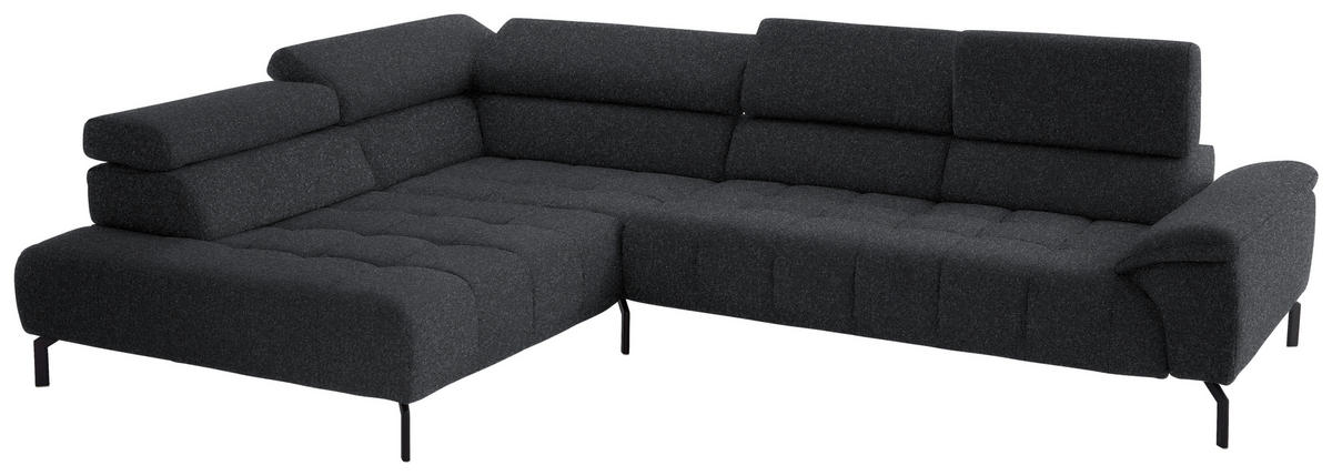 ECKSOFA in Chenille Anthrazit  - Anthrazit/Schwarz, Design, Textil/Metall (222/323cm) - Beldomo Style