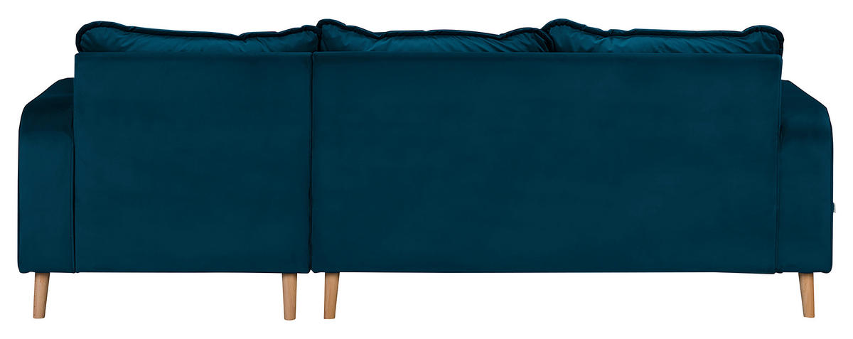 ECKSOFA Mikrofaser Blau  - Wengefarben/Blau, Design, Holz/Textil (230/150cm) - Livetastic