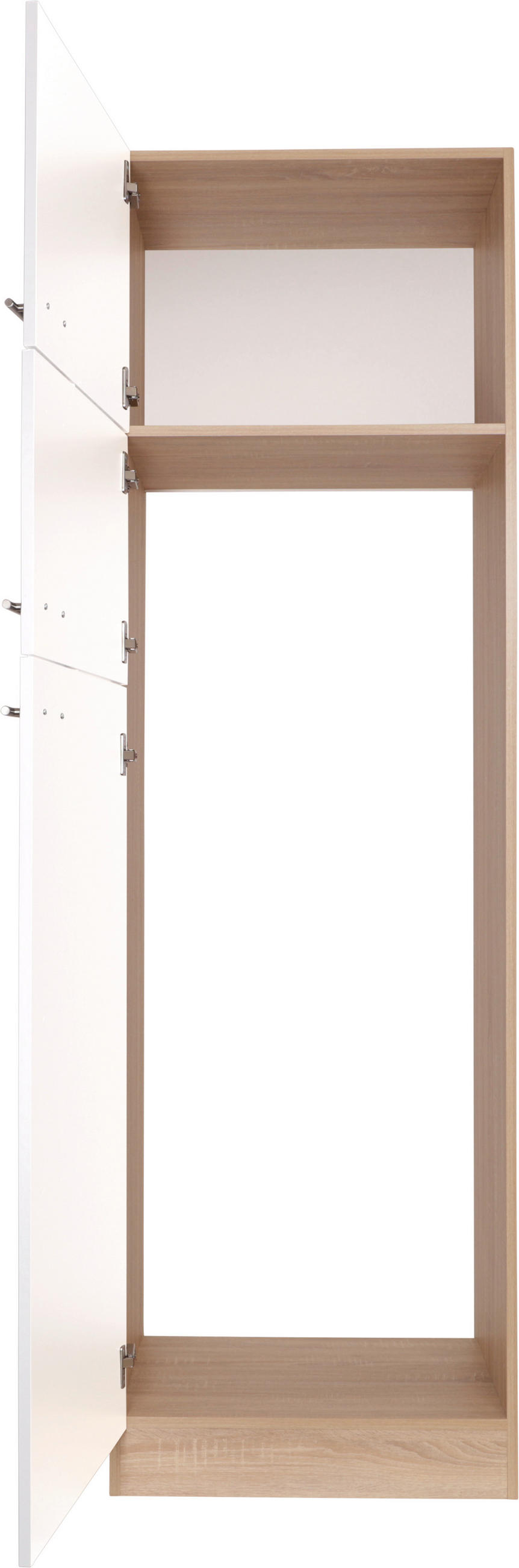 GERÄTEUMBAUSCHRANK 60/200/60 cm  in Weiß, Eichefarben  - Eichefarben/Silberfarben, Basics, Holzwerkstoff/Metall (60/200/60cm) - Respekta