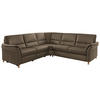 ECKSOFA in Echtleder Graubraun  - Eichefarben/Graubraun, Konventionell, Leder/Holz (262/262cm) - Beldomo Premium