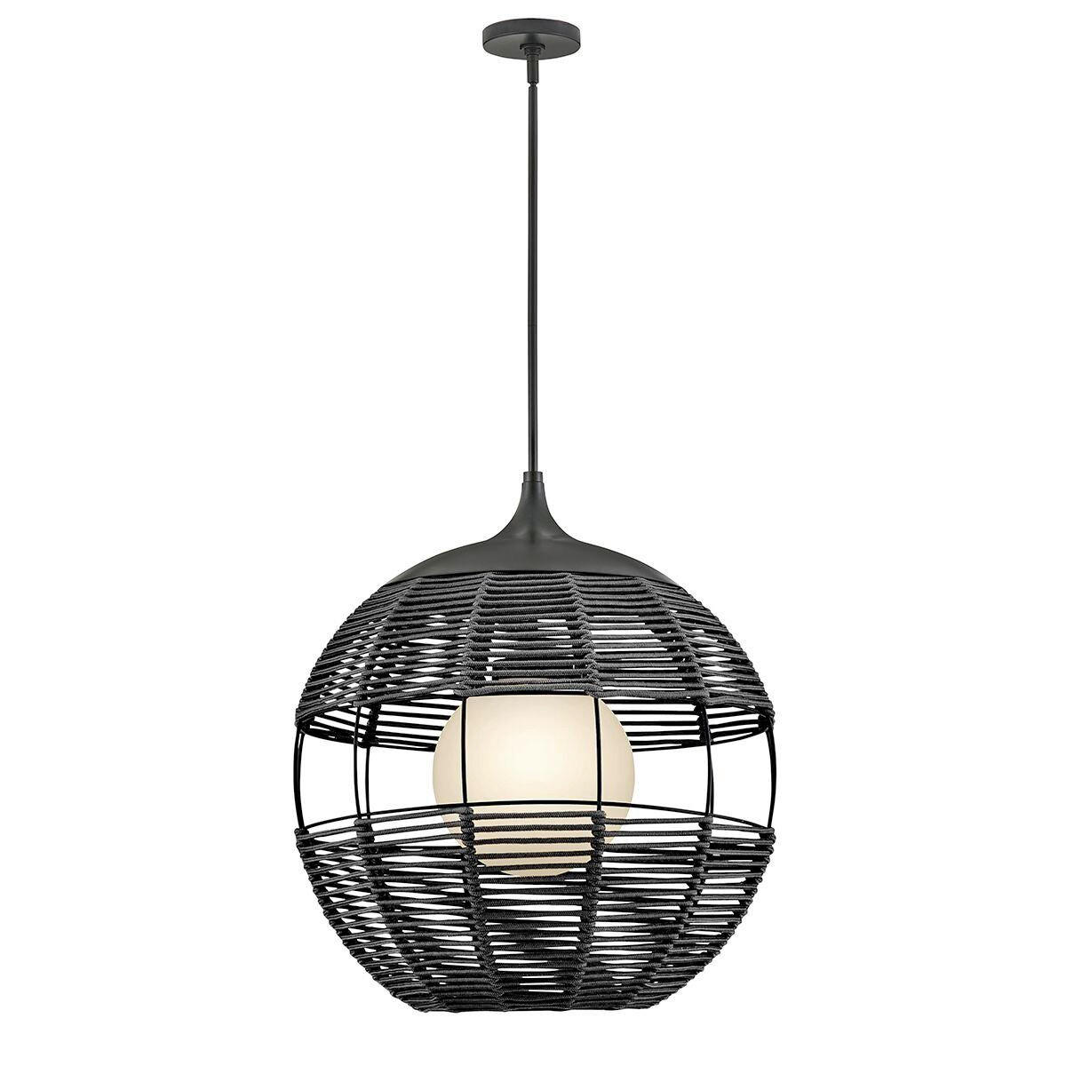HÄNGELEUCHTE Maddox  75,6/61/61 cm  - Schwarz, Natur, Glas/Textil (75,6/61/61cm) - Elstead Lighting