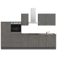 KÜCHENBLOCK 330 cm   in Schieferfarben  - Schieferfarben/Edelstahlfarben, MODERN, Holzwerkstoff/Metall (330cm) - Nobilia