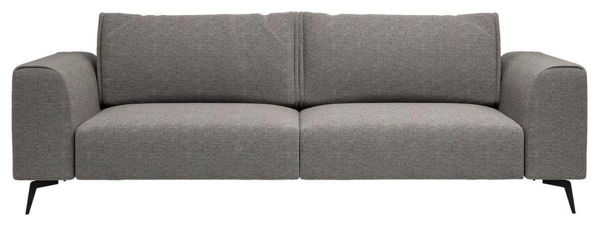 VIERSITZER-SOFA in beflockt Dunkelgrau  - Dunkelgrau/Schwarz, Design, Holz/Textil (302/87/88cm) - MID.YOU