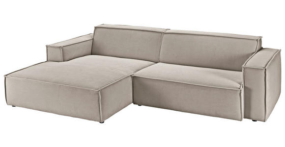 ECKSOFA Sandfarben Feincord  - Sandfarben/Schwarz, KONVENTIONELL, Kunststoff/Textil (168/276cm) - Hom`in