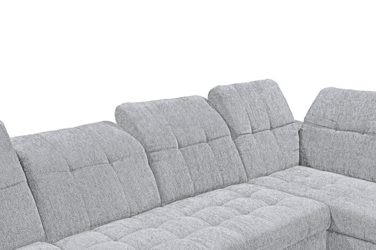 WOHNLANDSCHAFT Mikrovelours Hellgrau  - Hellgrau/Schwarz, Modern, Kunststoff/Textil (169/348/245cm) - MID.YOU