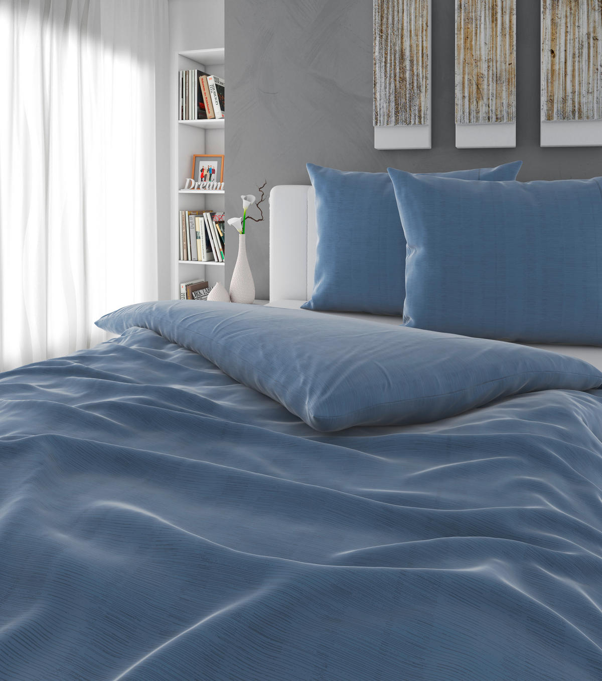 POSTELJNINA Mavie 200/200 cm saten modra  - modra, Konvencionalno, tekstil (200/200cm) - Esposa