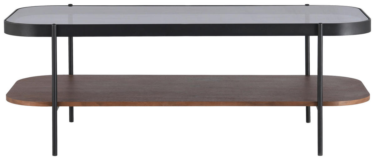 COUCHTISCH in Metall, Glas, Holzwerkstoff  - Eichefarben/Schwarz, Design, Glas/Holzwerkstoff (120/43/58cm) - MID.YOU