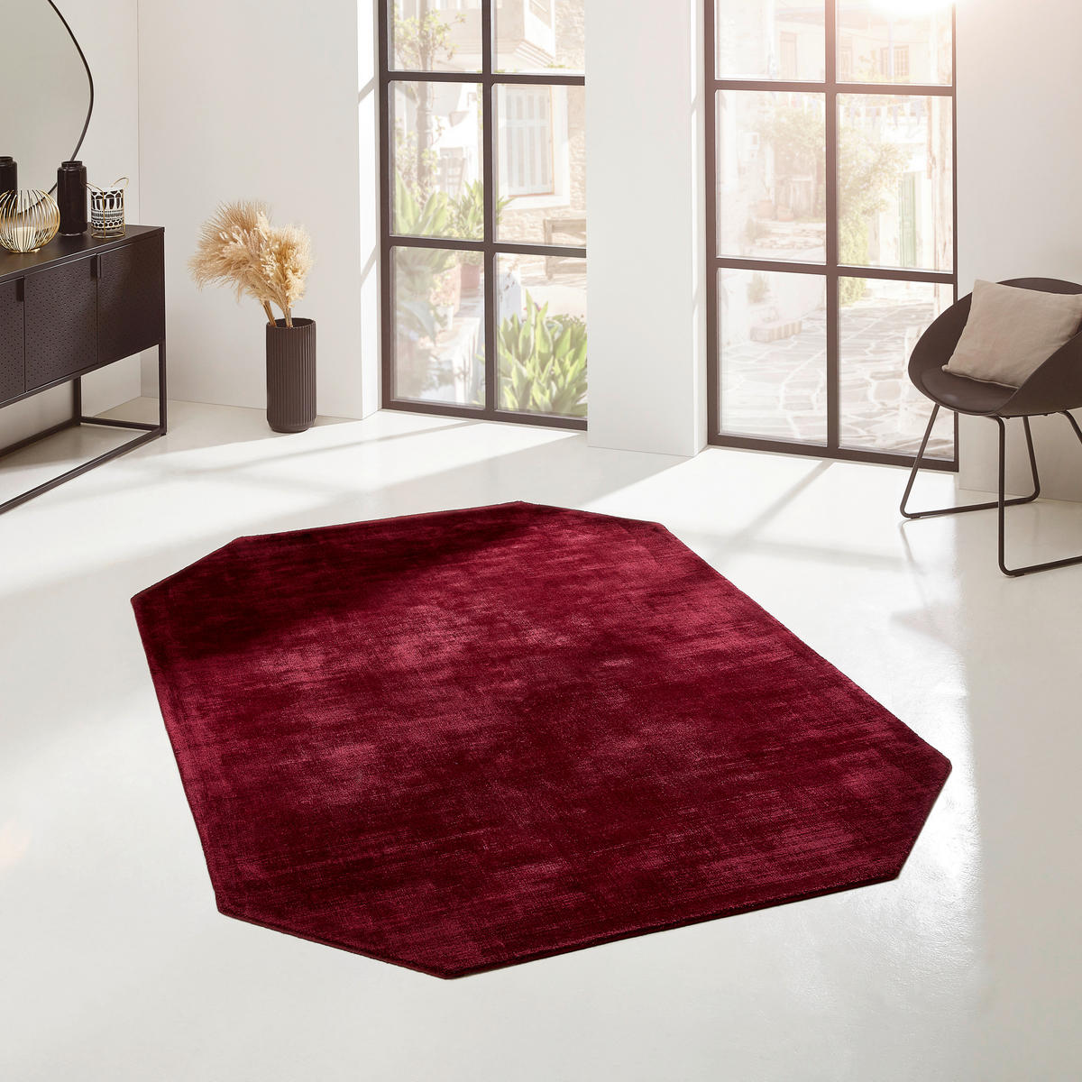 TKANÝ KOBEREC, 120/180 cm bordová - bordová, Design, textil (120/180cm) - Novel