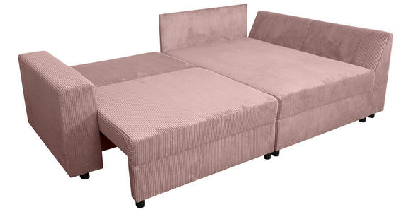 ECKSOFA Rosa Cord  - Schwarz/Rosa, KONVENTIONELL, Kunststoff/Textil (245/153cm) - Carryhome