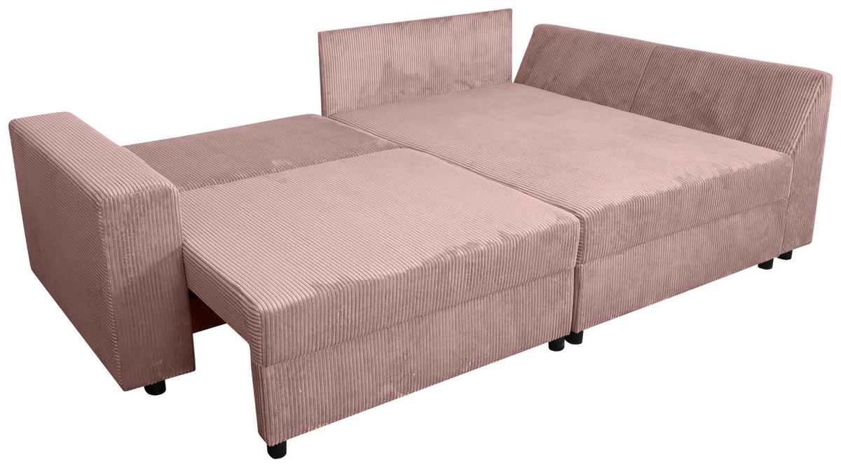 ECKSOFA Rosa Cord  - Schwarz/Rosa, KONVENTIONELL, Kunststoff/Textil (245/153cm) - Carryhome
