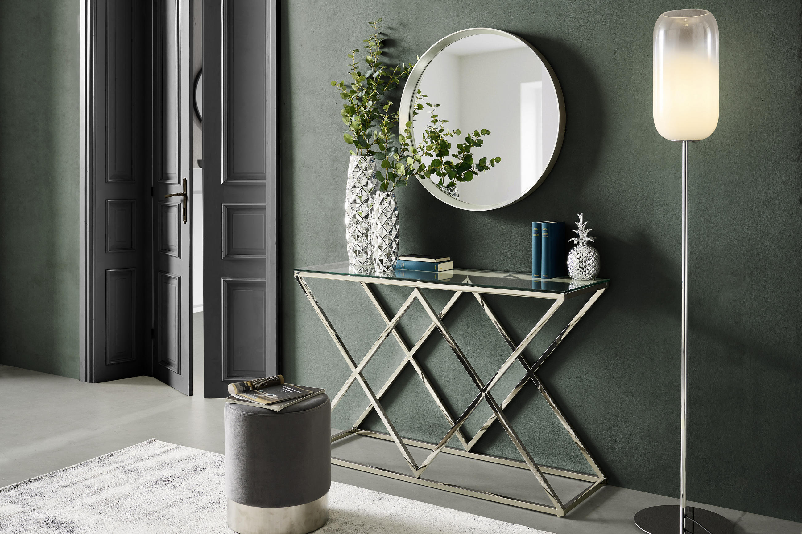 KONSOLE Chromfarben - Chromfarben, Design, Glas/Metall (120/40/78cm) - Xora