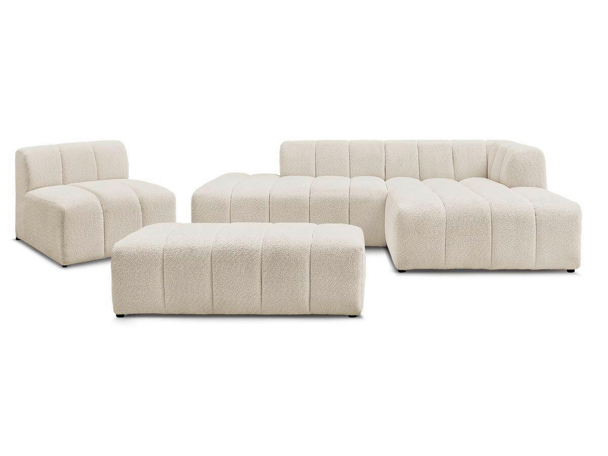 ECKSOFA Ottomane rechts  ANNECY Beige Bouclé  - Beige/Schwarz, MODERN, Kunststoff/Textil (262/170cm)