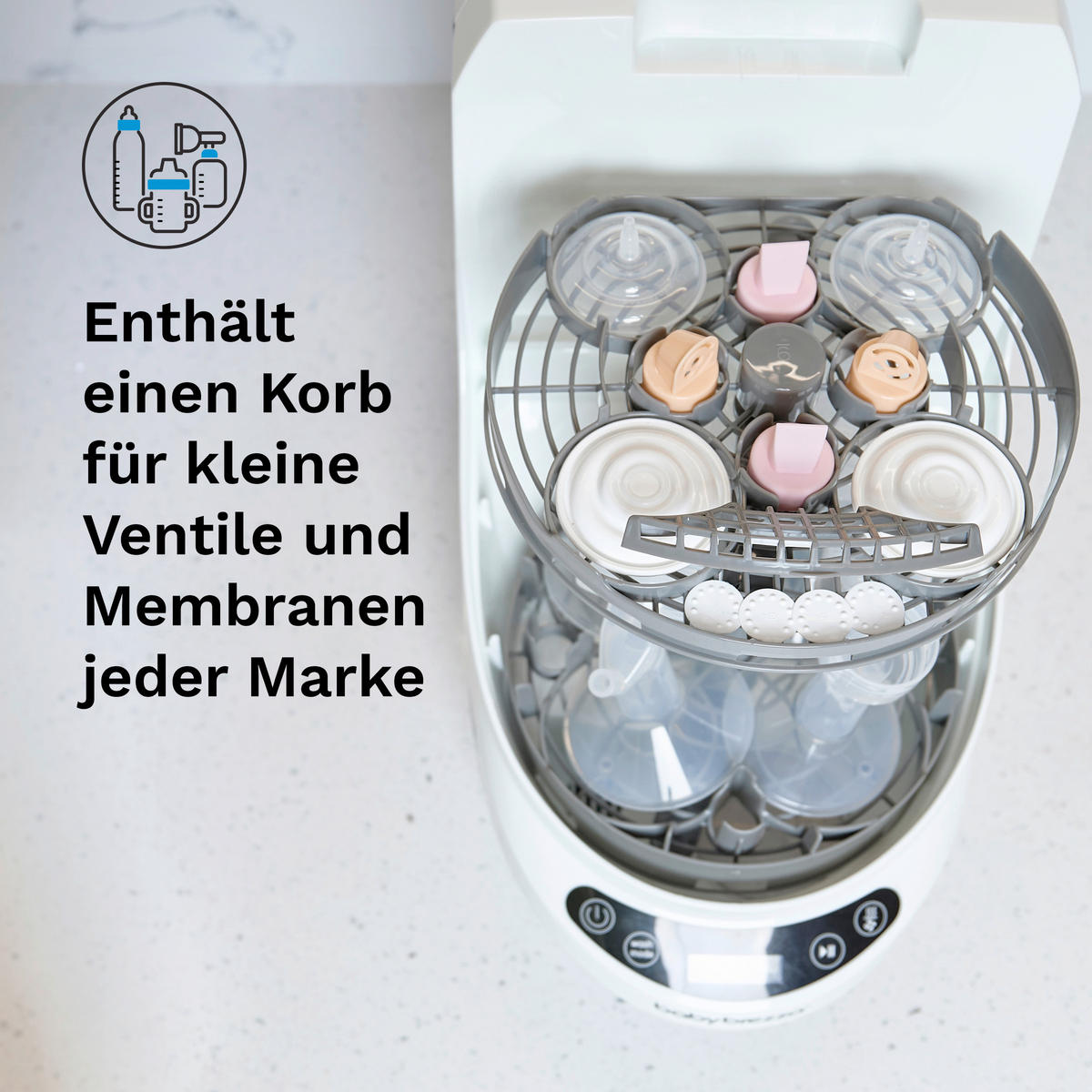 DAMPFSTERILISATOR BWP Einsatz für  Milchpumpen-Teile  - Grau, Basics, Kunststoff (8/20/20cm) - Baby Brezza