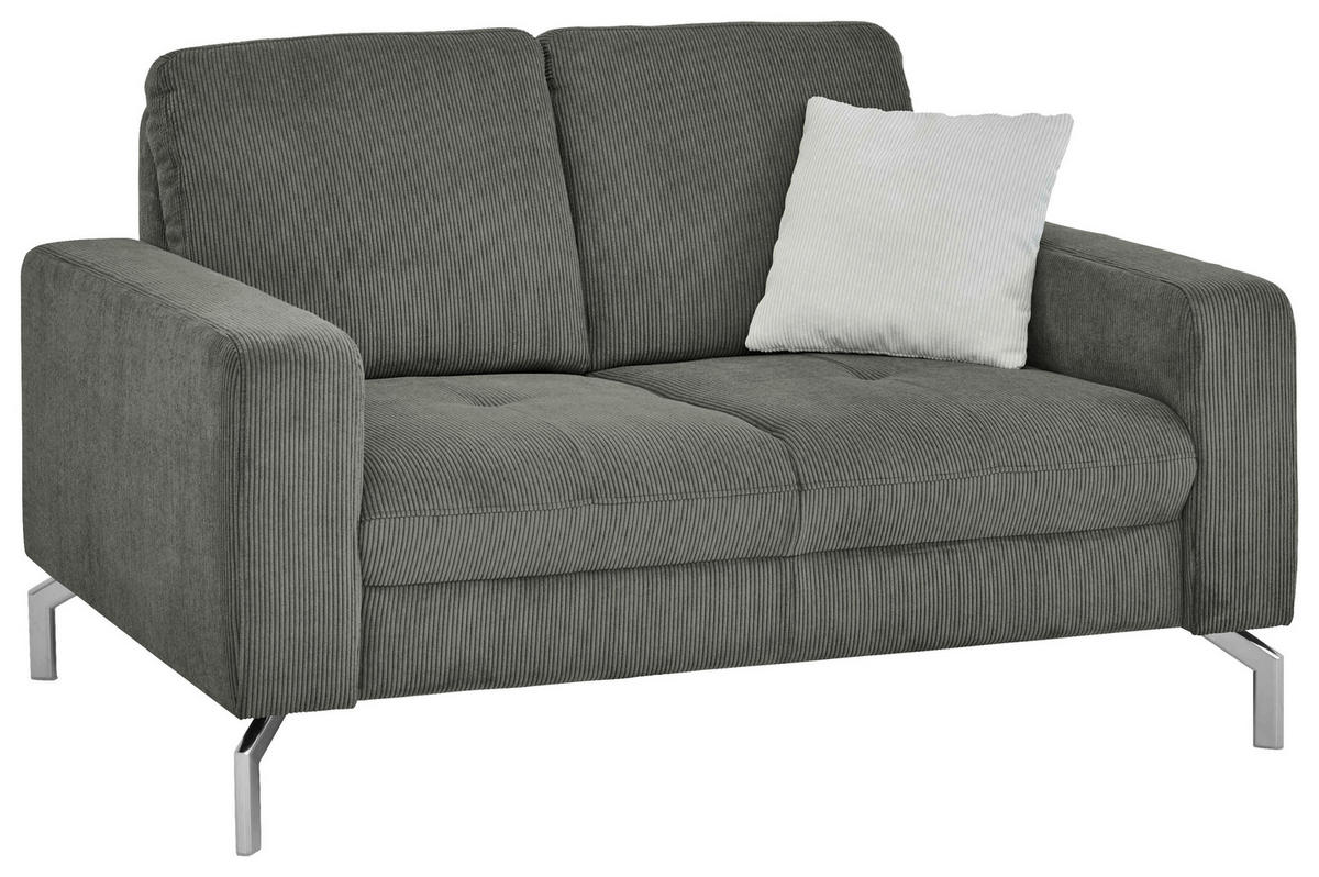 2-SITZER-SOFA  in Feincord Grau  - Chromfarben/Grau, Design, Textil/Metall (142/87/105cm) - Beldomo Style