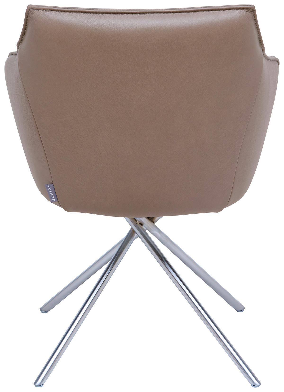 ARMLEHNSTUHL  Typenauswahl, Gestellauswahl, automatische Rückholfunktion, Sitzfläche 320° drehbar, Stoff-/Lederauswahl  Echtleder  Edelstahlfarben, Graubraun  - Edelstahlfarben/Graubraun, Design, Leder/Metall (60/84/67cm) - Koinor