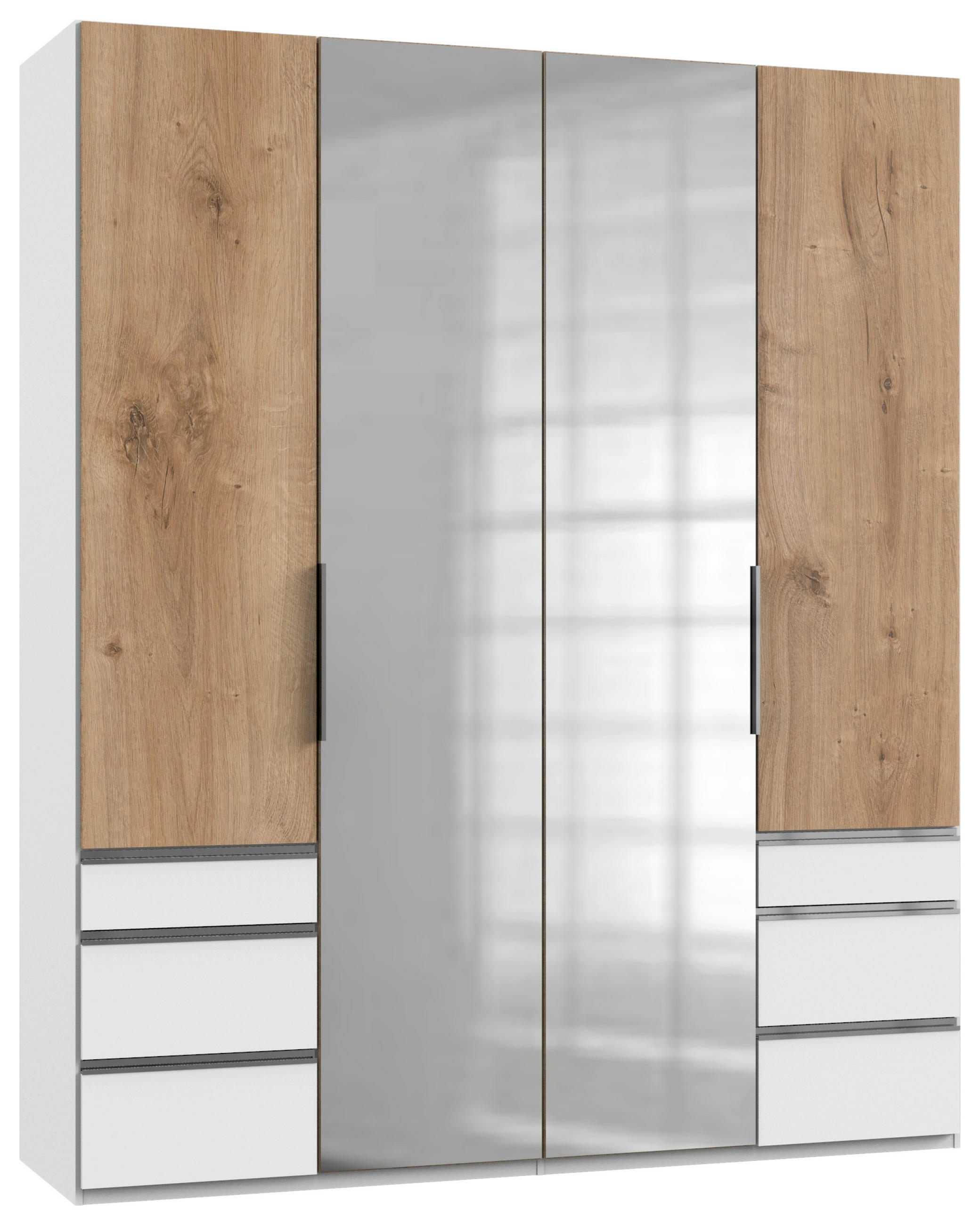 DREHTÜRENSCHRANK 200/236/58 cm 4-türig  - Chromfarben/Eichefarben, MODERN, Holzwerkstoff (200/236/58cm) - MID.YOU