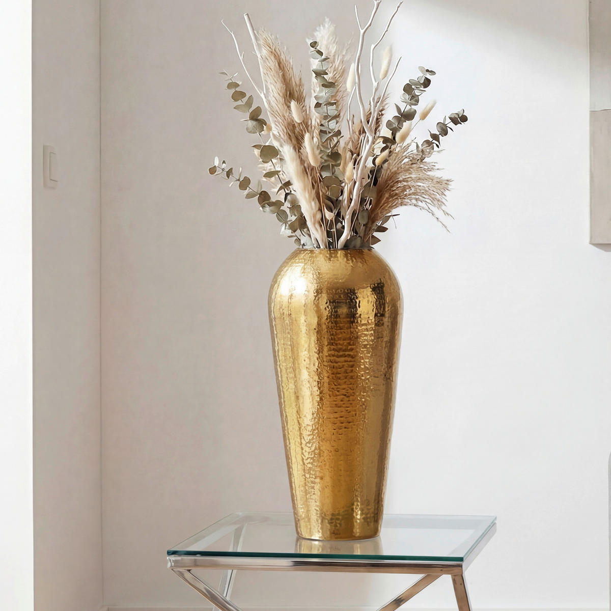 DEKOVASE  - Goldfarben, Design, Metall (23/23/50cm) - Livetastic