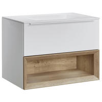 UMIVAL. ENOTA Z UMIVALNIKOM  - barve hrasta/bela, Moderno, kamen/kovina (80cm) - Celina Home