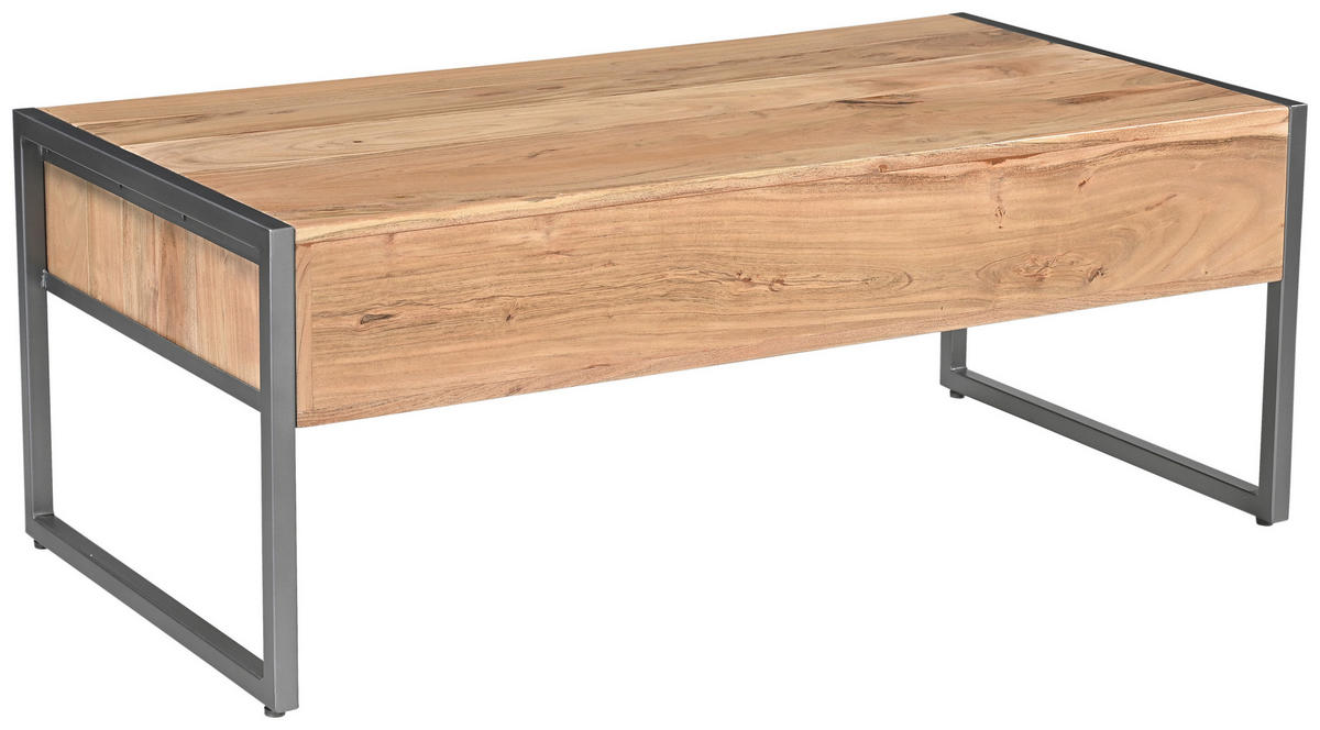 COUCHTISCH Coswig Akazie vollmassiv 120/60/45 cm rechteckig Naturfarben  - Naturfarben/Grau, KONVENTIONELL, Holz/Metall (120/60/45cm) - Livetastic