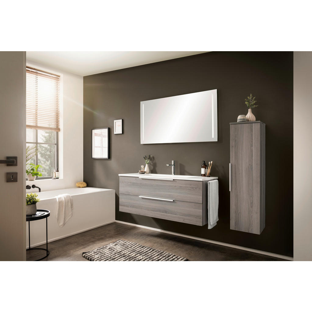 Thumbnail - Novel Badezimmerspiegel, Glas, rechteckig, 120x64x2.8 cm, Goldenes M, Made in Germany, Badezimmer, Badezimmerspiegel, Be...