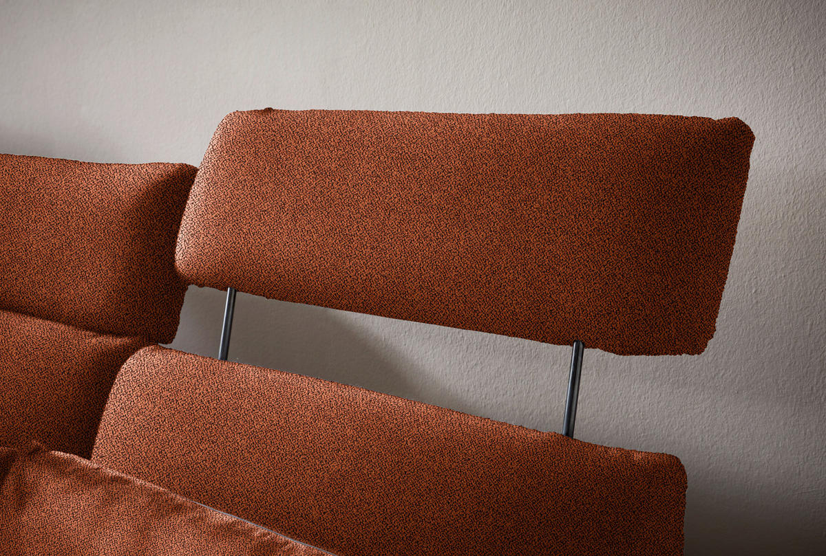 ECKSOFA in Flachgewebe Rostfarben  - Rostfarben/Schwarz, Design, Textil/Metall (152/259cm) - Dieter Knoll