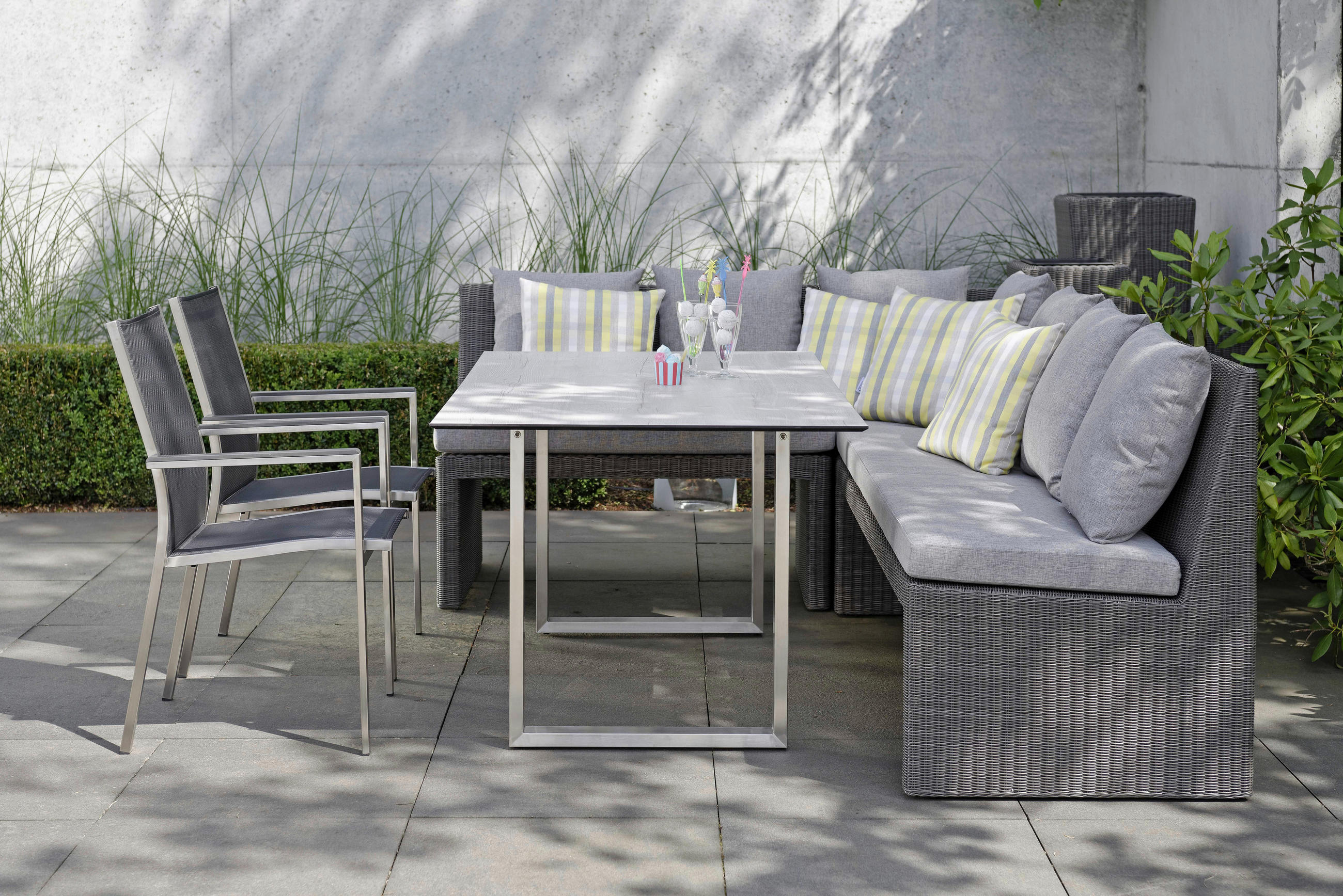 LOUNGEECKTEIL - Hellgrau/Alufarben, Design, Kunststoff/Textil (70/86/70cm) - Stern
