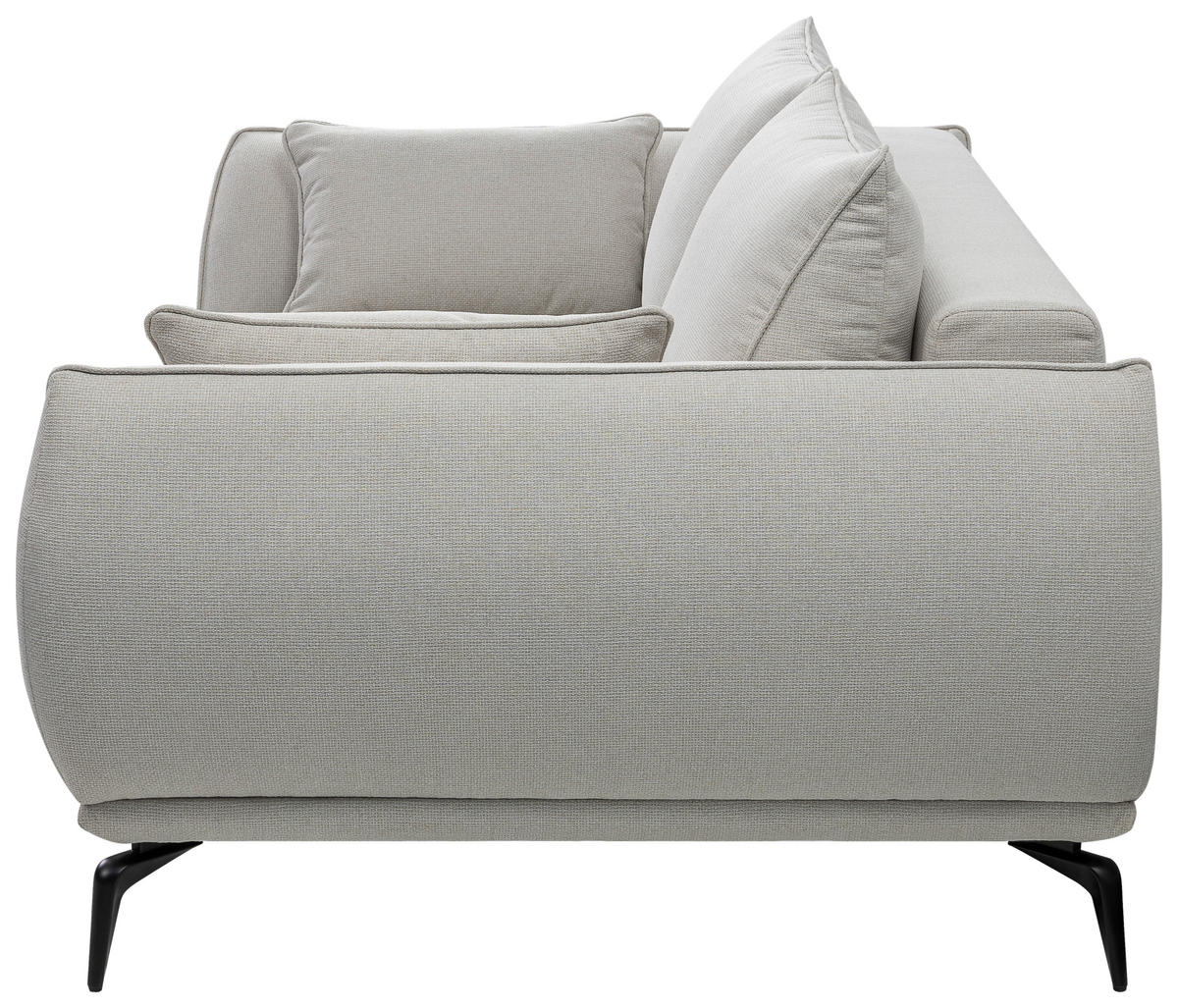 2-SITZER-SOFA in Webstoff Creme  - Creme/Schwarz, Modern, Textil/Metall (208/86/118cm) - MID.YOU