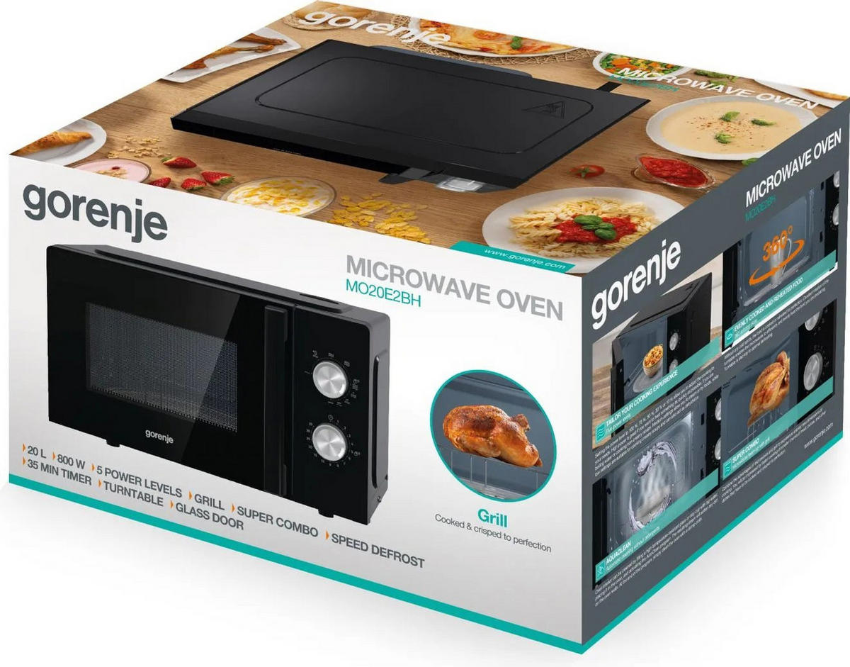 MIKROWELLE MO20E2BH  - Schwarz, Basics, Glas/Kunststoff (45,5/26,1/35,3cm) - Gorenje