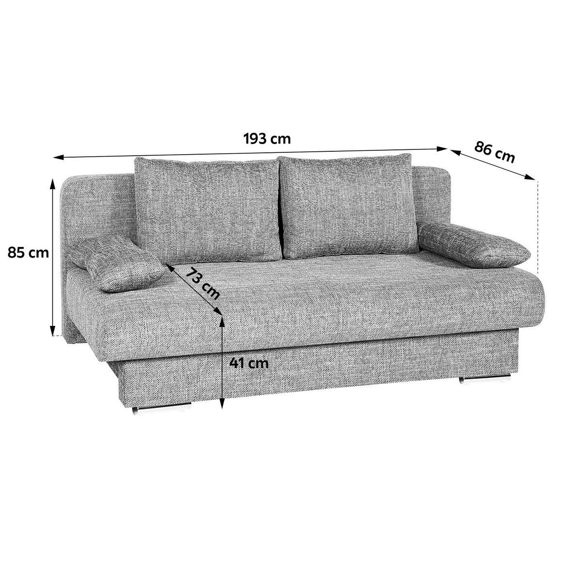 SCHLAFSOFA  mit Liegefunktion, Rücken echt Webstoff Schwarz  - Chromfarben/Schwarz, Design, Kunststoff/Textil (193/85/86cm) - P & B