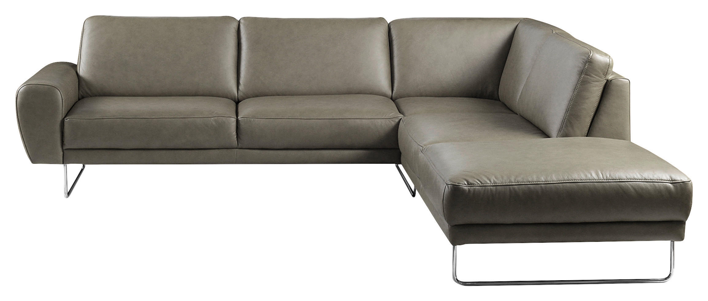 ECKSOFA in Echtleder Grau  273/250 cm  - Chromfarben/Grau, Design, Leder/Metall (273/250cm) - Livetastic