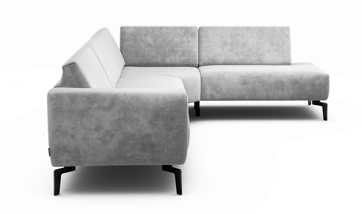 ECKSOFA Cosy in Samt Hellgrau  296/213 cm  - Hellgrau/Schwarz, Design, Textil/Metall (296/213cm) - SENSOO