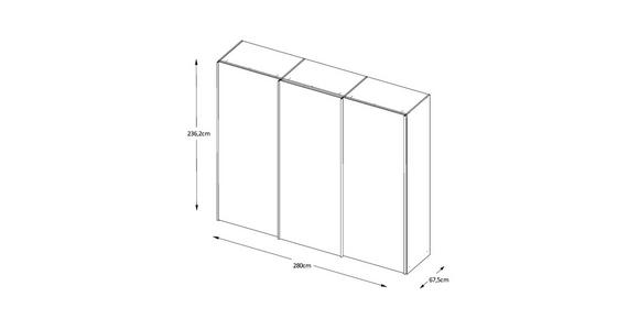 SCHWEBETÜRENSCHRANK  in Weiß  - Chromfarben/Weiß, Basics, Glas/Holzwerkstoff (280/240/68cm) - Moderano